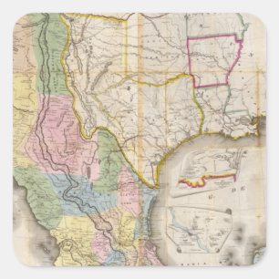 Mapa de los Estados Unidos De Mejico Fyrkantigt Klistermärke