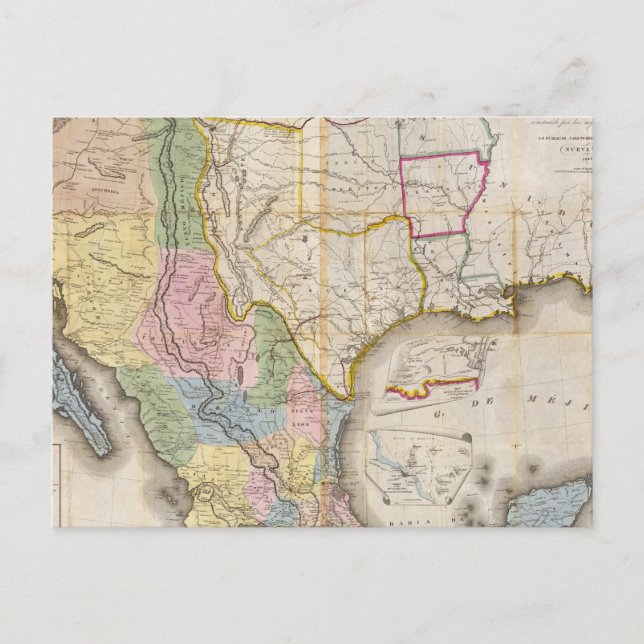 Mapa de los Estados Unidos De Mejico Vykort (Framsida)