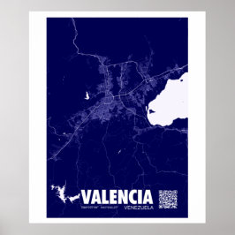 Mapa de Valencia - Venezuela Travel City Karta Poster