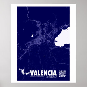 Mapa de Valencia - Venezuela Travel City Karta Poster