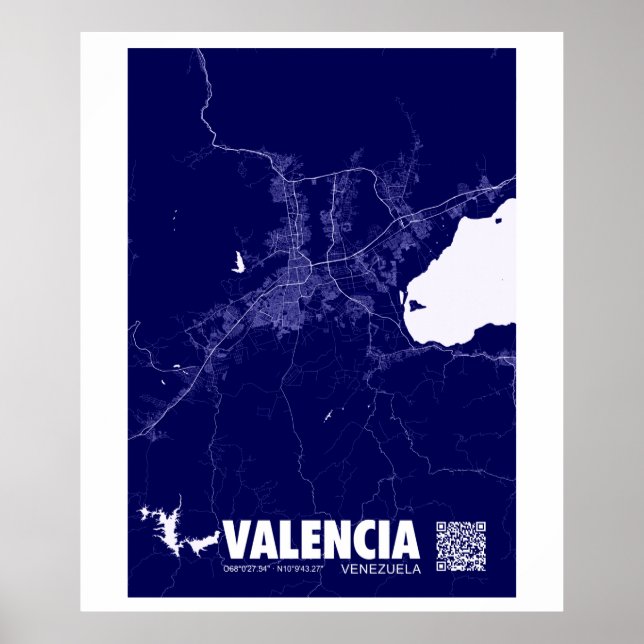 Mapa de Valencia - Venezuela Travel City Karta Poster (Framsidan)