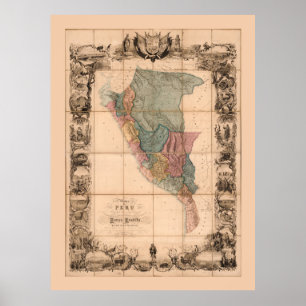 Mapa del Peru (1862) Poster