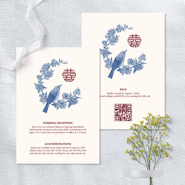 Mapgie kinesiska bröllopsdetaljer bifogad kort (Mapgie Chinese Wedding Details Enclosure Card)