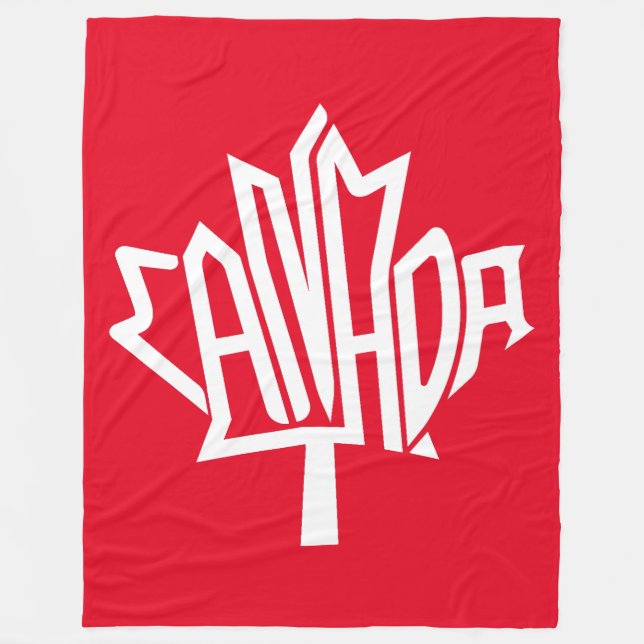 Maple CANADA TEXT FLAG LOGO BY MASANSER PIXELAT Fleecefilt (Framsidan)