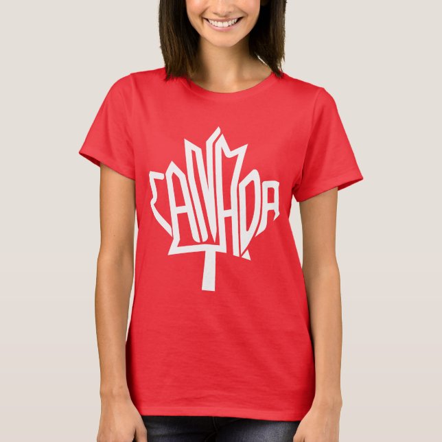 Maple CANADA TEXT FLAG LOGO BY MASANSER PIXELAT T Shirt (Framsida)