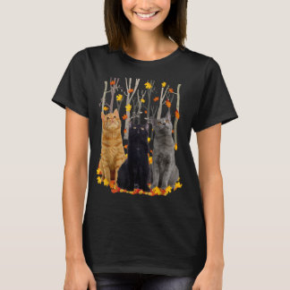 Maple Cat Löv Fall Hej Autumn Funny Kattunge T Shirt