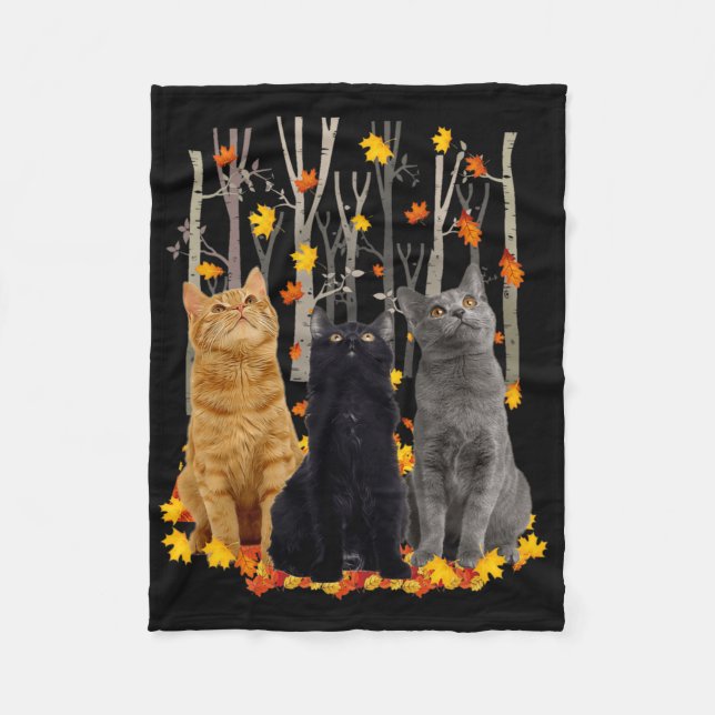 Maple Cat Löv Fall Hej Hösten Roligt Kattunge Fleecefilt (Framsidan)