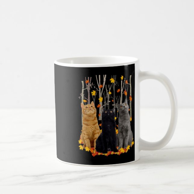 Maple Cat Löv Fall Hej Hösten Roligt Kattunge Kaffemugg (Höger)