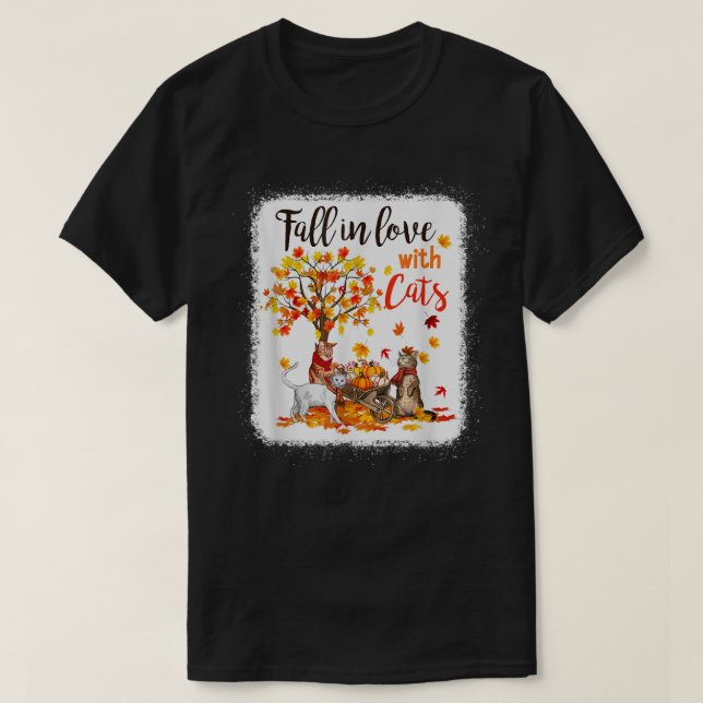 Maple Cat Löv Fall Hej Hösthöftcykel T Shirt (Design framsida)