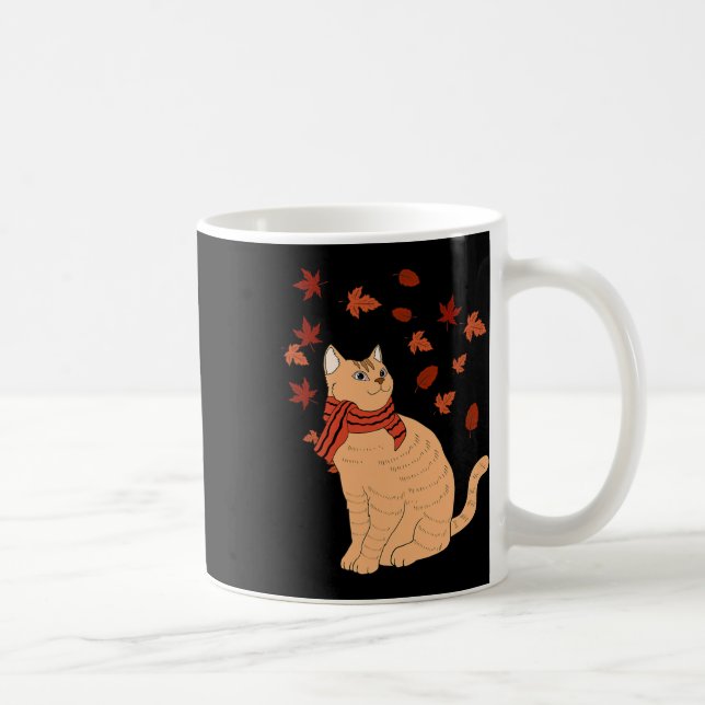 Maple Cat Löv Fall Hej Hösthöstens Roligt Cat Kaffemugg (Höger)
