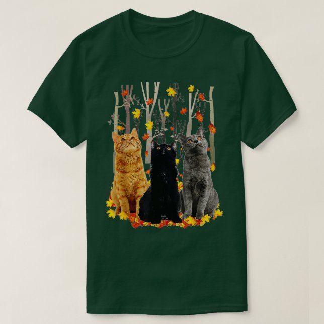 Maple Cat Löv minskar höstsäsongssäsong för Kattun T Shirt (Design framsida)