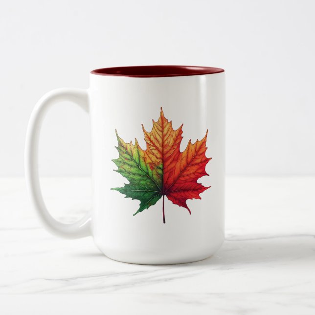 Maple Fall Löv Large Två-Tonad Mugg (Vänster)