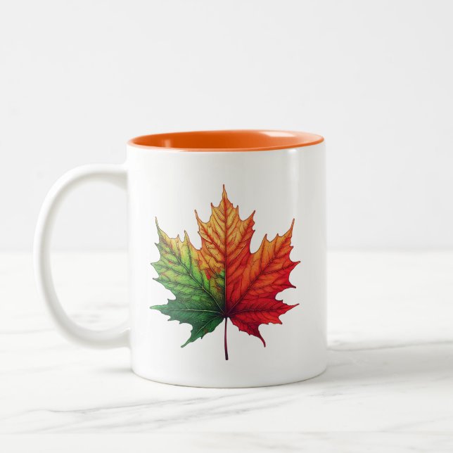Maple Fall Löv Två-Tonad Mugg (Vänster)