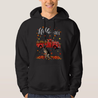 Maple German Shepherd Hund Löv Fall Autumn Red Tru Hoodie