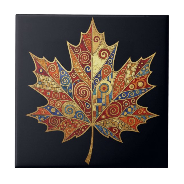 MAPLE LEAF Coaster: Gustav Klimt Bar Tillbehör Kakelplatta (Framsidan)