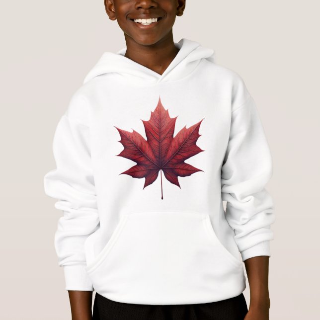 Maple Leaf Kids Hoodie, Apparel, Fall Clothing T Shirt (Framsida)
