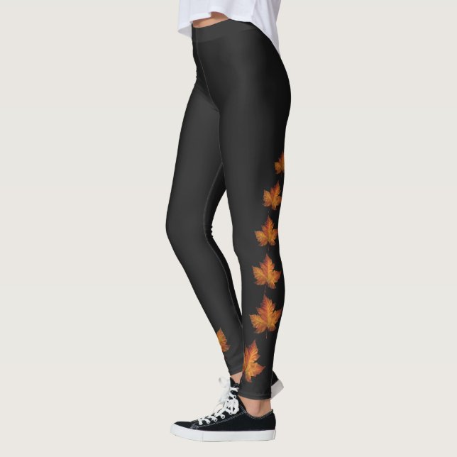 Maple Leaf Leggings Anpassade Kanada Leggings & Gå (Vänster)