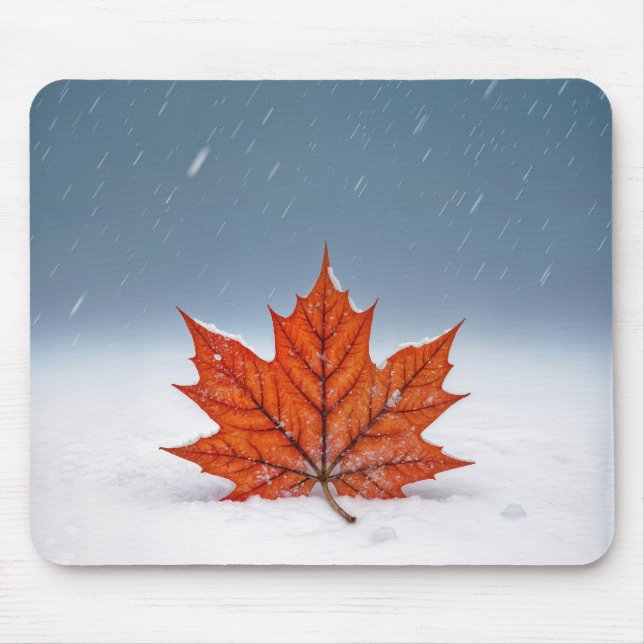 Maple Leaf On Fresh Snow Musmatta (Framsidan)