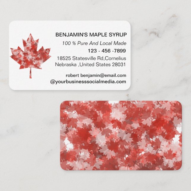 Maple Leaf Red Kanada Visitkort (Fram/baksida)