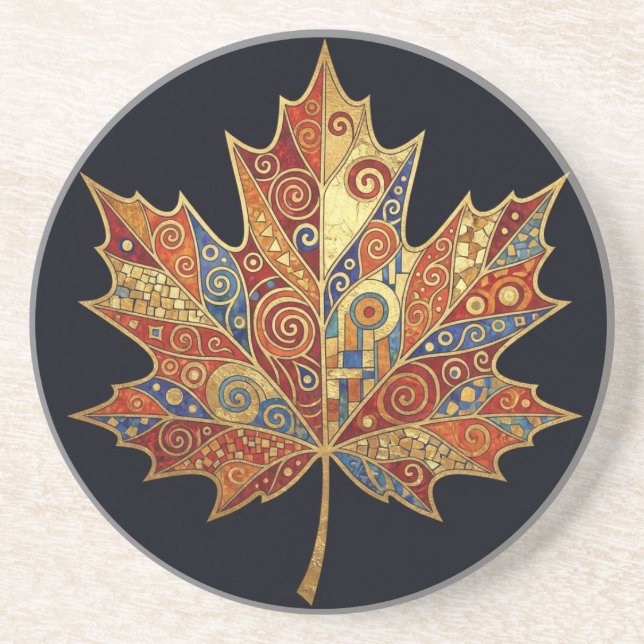 MAPLE LEAF Sandstensunderlägg: Art Nouveau Underlägg (Framsidan)