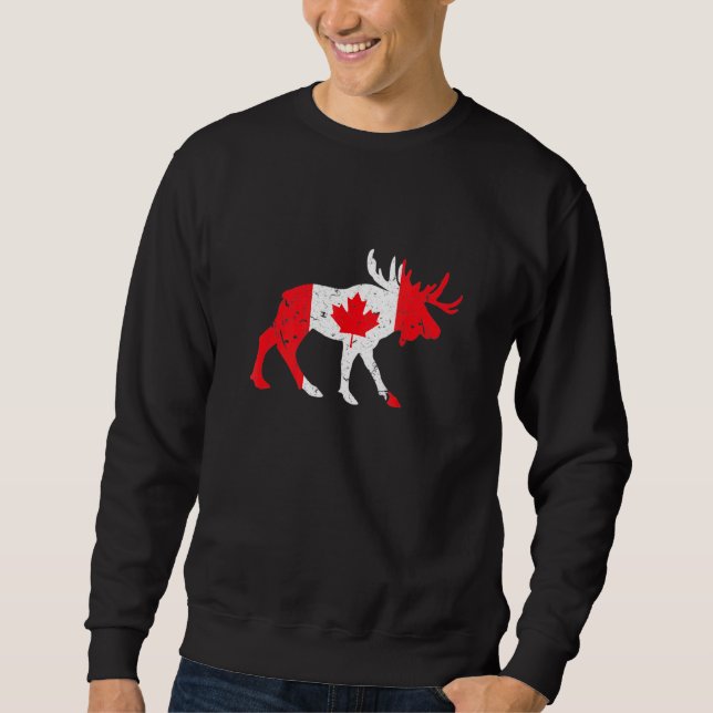 Maple Löv Animal Canadian Flagga Canada För manar  Lång Ärmad Tröja (Framsida)