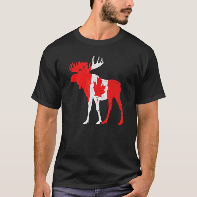 Maple Löv Animal Canadian Flagga Canada T Shirt (Framsida)