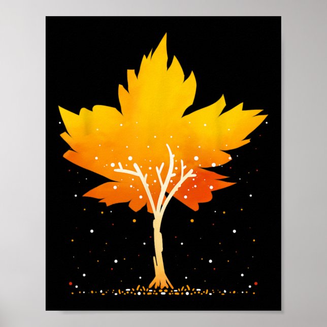 Maple Löv Autumn Träd Orange Höst löv säsong Poster (Framsidan)
