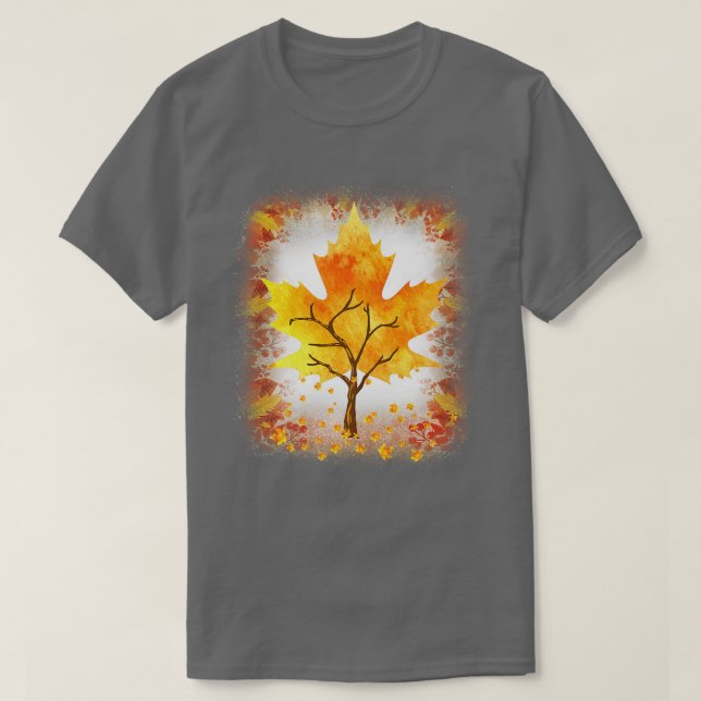 Maple Löv Autumn Träd Orange Höst löv säsong T Shirt (Design framsida)