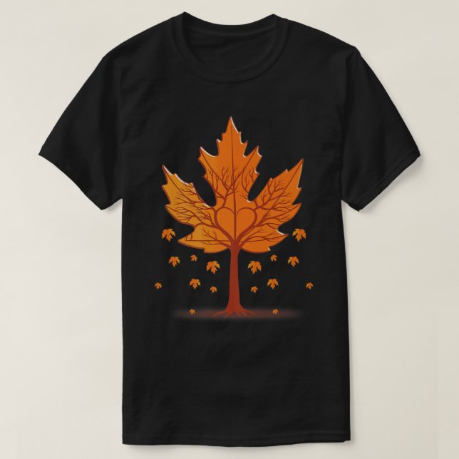 Maple Löv Autumn Träd Orange Höst löv säsong T Shirt (Design framsida)