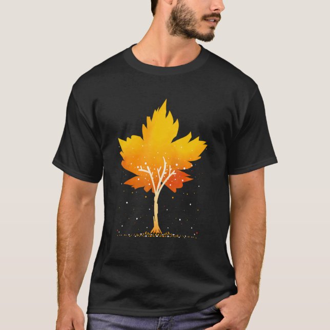 Maple Löv Autumn Träd Orange Höst löv säsong T Shirt (Framsida)