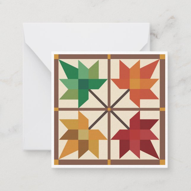Maple Löv Barn Quilt Flat Notecard Anteckningskort (Framsida)