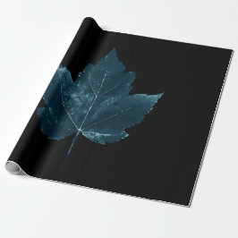 Maple Löv Black Cyanotype Blue Autumn Land Presentpapper