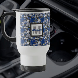 Maple Löv Blue på en kolbakgrund Resemugg