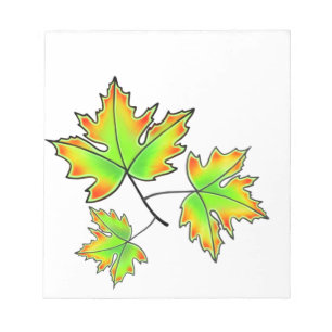 Maple Löv, botaniskt, rödorange grönt löv Anteckningsblock