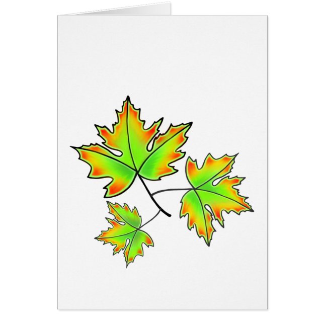 Maple Löv, botaniskt, rödorange grönt löv Hälsningskort (Framsidan)