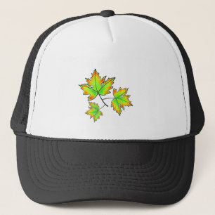 Maple Löv, botaniskt, rödorange grönt löv Keps