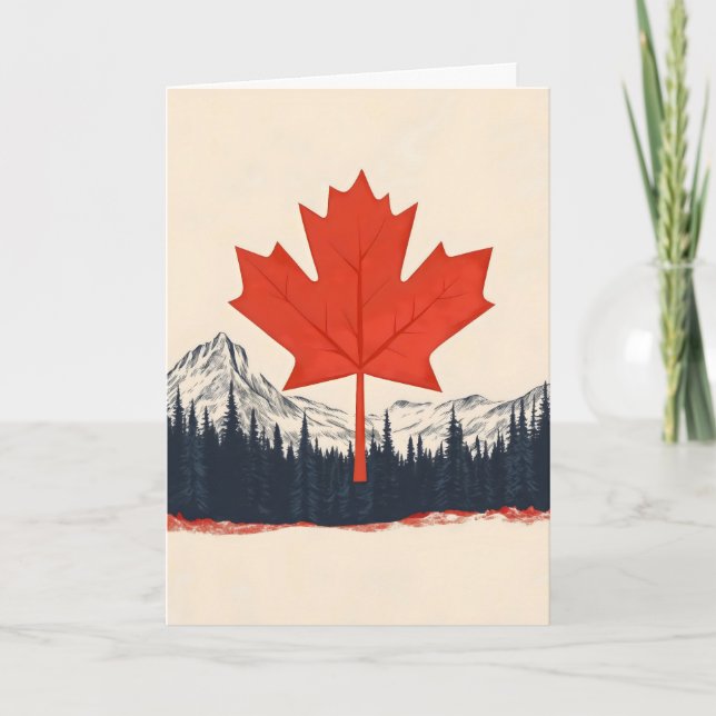 Maple Löv Canada liggande Helgkort (Framsida)