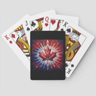 Maple Löv Canadian Flagga Fractal Casinokort