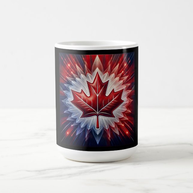Maple Löv Canadian Flagga Fractal Kaffemugg (Center)