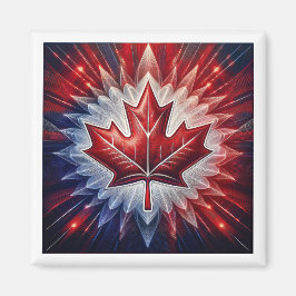 Maple Löv Canadian Flagga Fractal Magnet