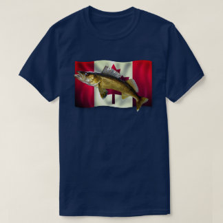 Maple Löv Canadian Flagga & Walleye Pike T-Shirt