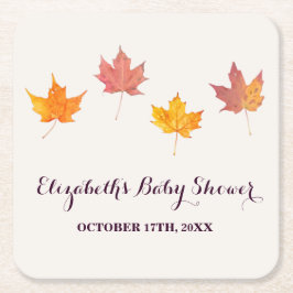 Maple Löv Fall Baby Shower Underlägg Papper Kvadrat