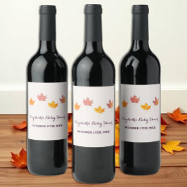 Maple Löv Fall Baby Shower Vinflaska Etikett