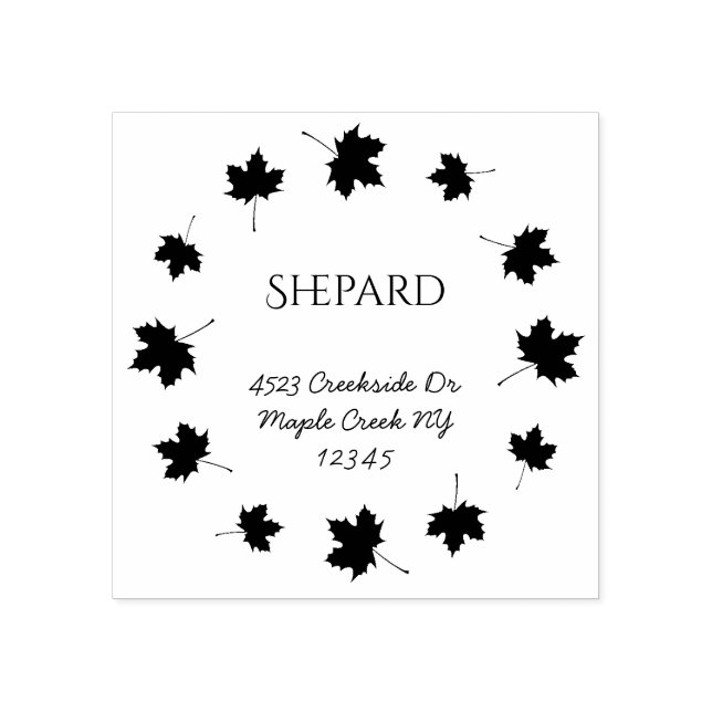 Maple löv gräns, namn returadressen i stämpel (Tryck)
