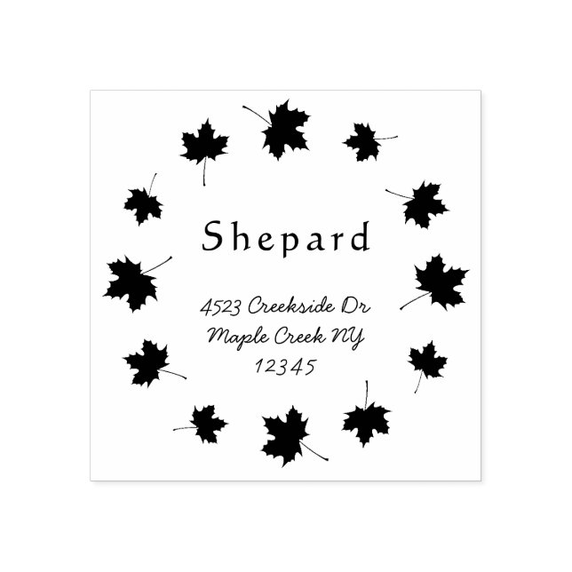 Maple löv gräns personligt bröllp returadress stämpel (Tryck)