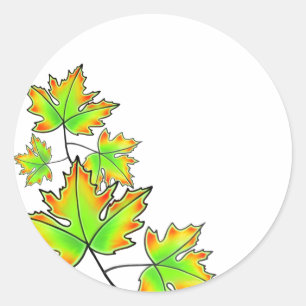 Maple Löv, grönt gult red löv Runt Klistermärke
