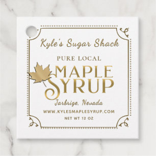 Maple Löv Guld Maple Syrup Märkre finare gräns Gåvor Etiketter