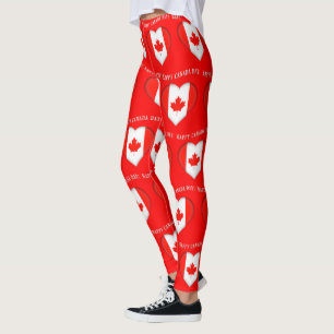 Maple Löv Hearts Lycklig Kanada-dagen Leggings