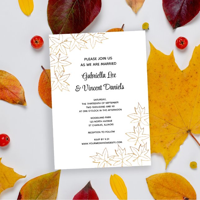 Maple Löv Kant-inbjudan till bröllopsbjudande Inbjudningar (Fall in love with this autumn leaves wedding invitation.)