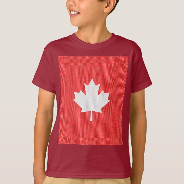 Maple Löv Knitting Motif sticka T Shirt (Framsida)